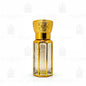 Gold and clear Gucci Flora perfume bottle with lemons and flowers on a light background. 6ML