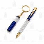 Royal Blue Crystal Pen & Keychain Gift Set
