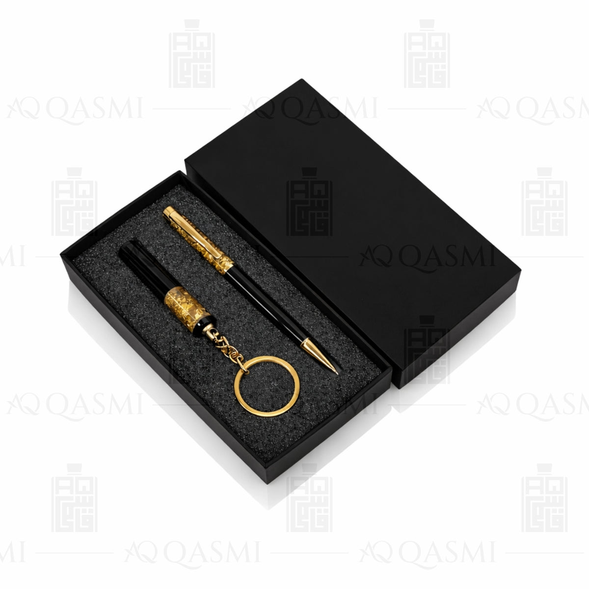 Luxury Black & Gold Pen & Keychain Gift Set