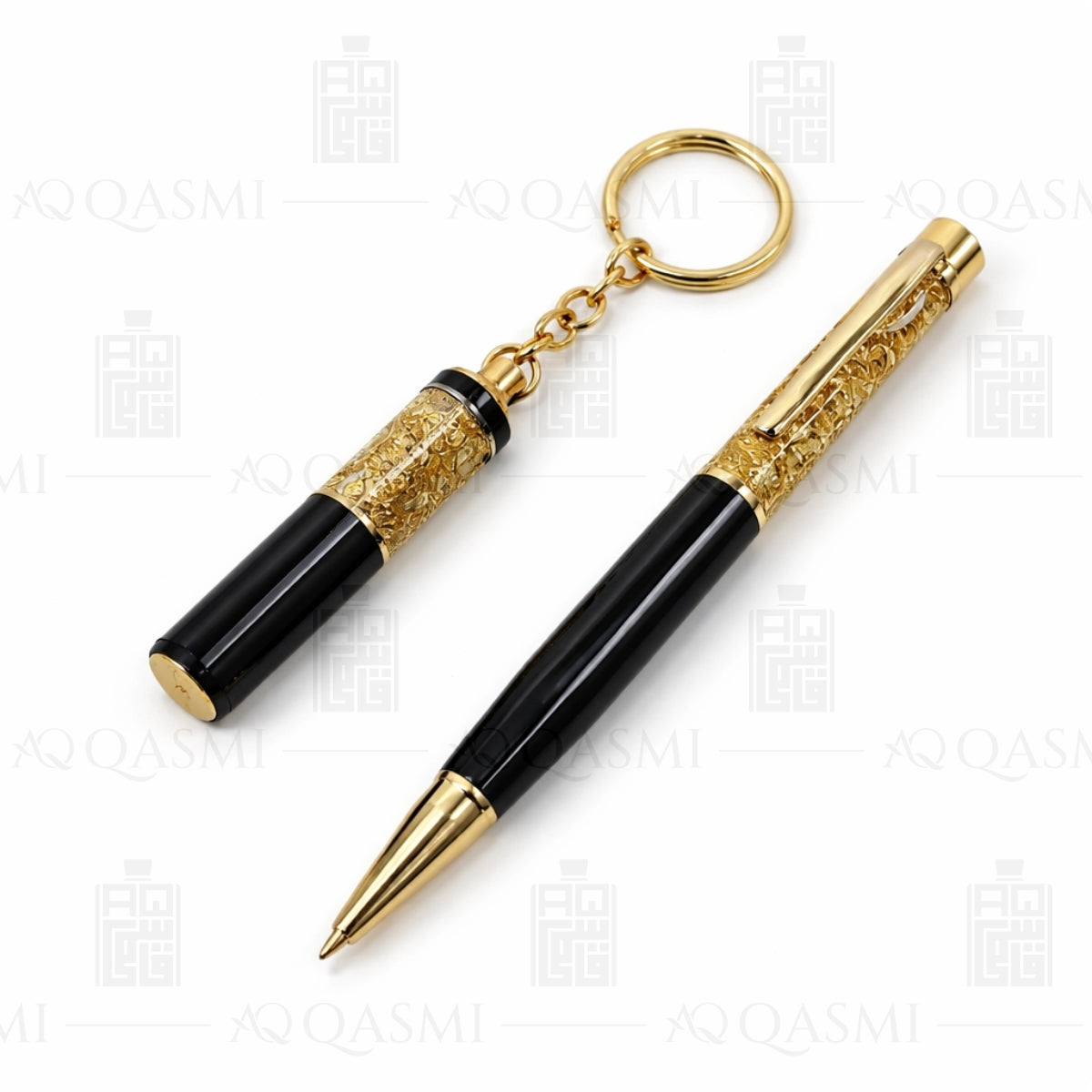 Luxury Black & Gold Pen & Keychain Gift Set