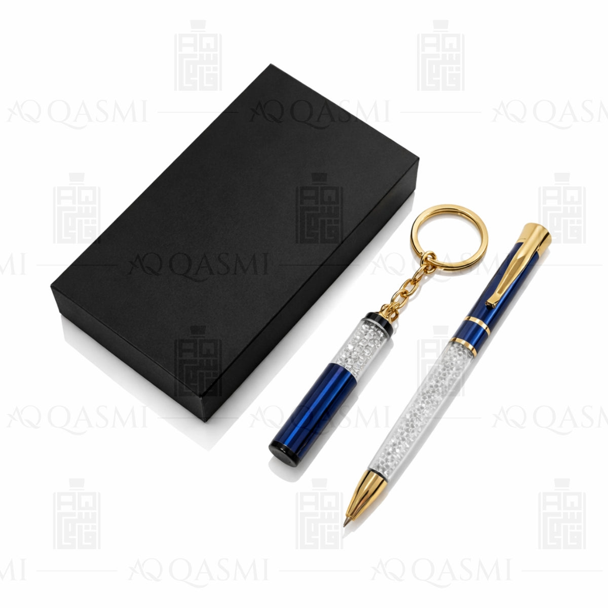 Royal Blue Crystal Pen & Keychain Gift Set